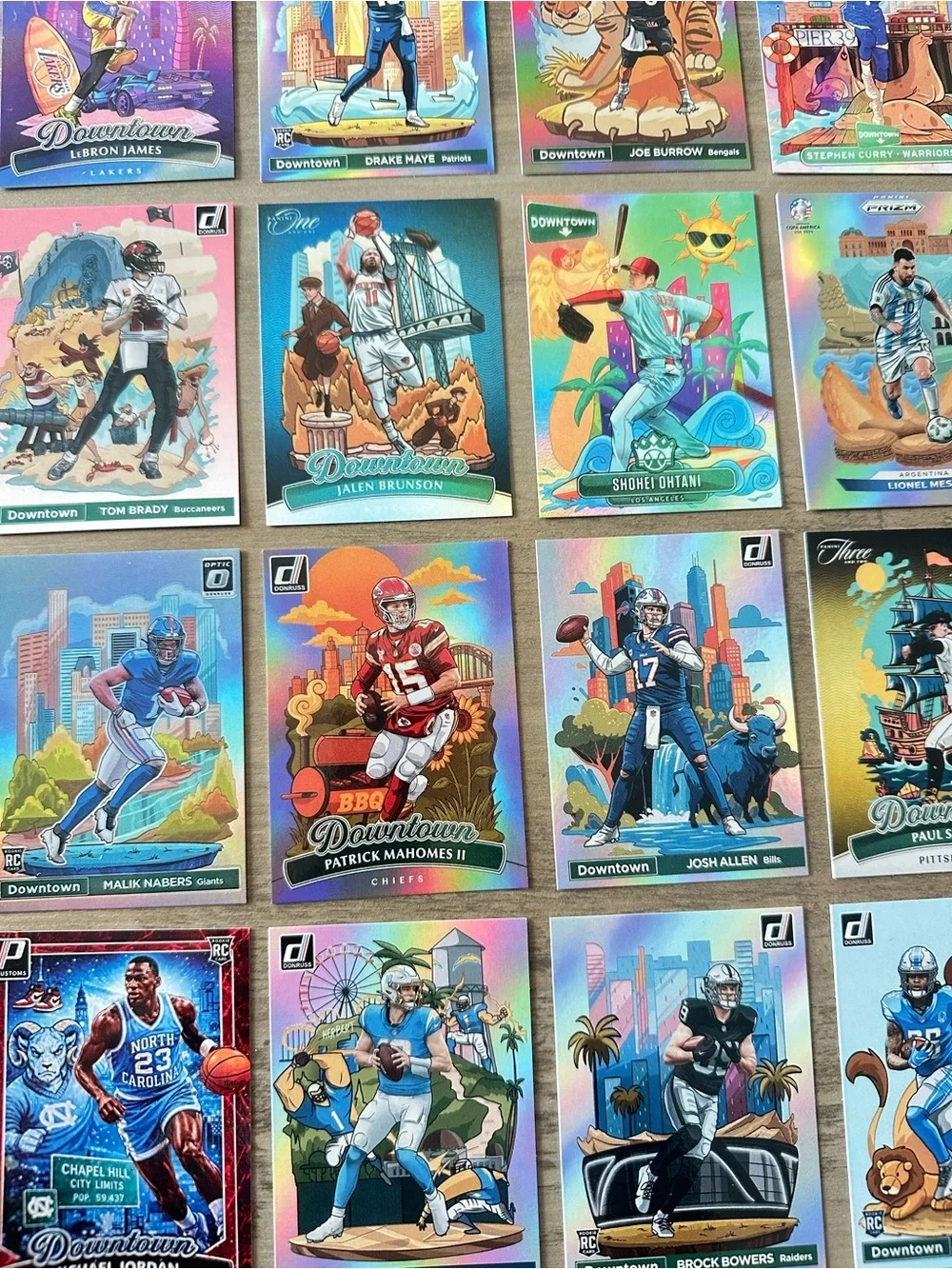 Downtown Lot of (25) Brady, Ohtani, Messi, , Kobe, Jordan, etc.. Novelty Cards